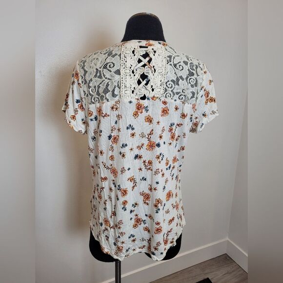 Floral Corset Pullover Blouse Lace Indie Festival Bohemian Summer Junior's XL - Picture 3 of 9